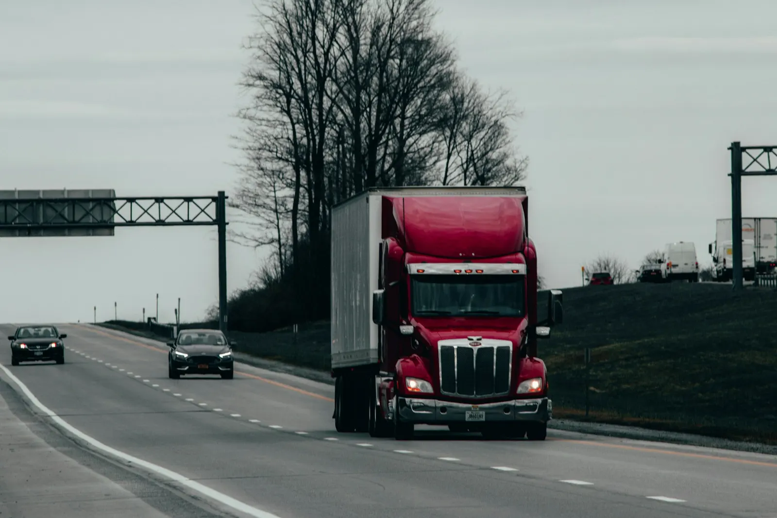 Commercial truck carrying freight on a highway